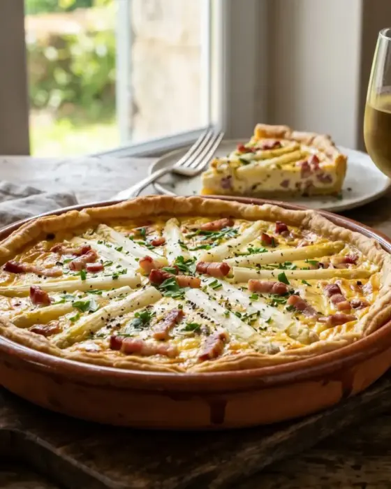 Tarte aux asperges blanches et lard du Périgord : la recette