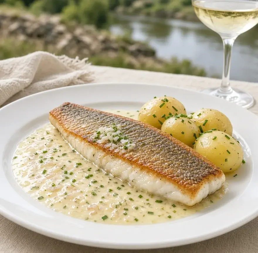 Filet de sandre poêlé, beurre blanc à l’échalote et pommes de terre