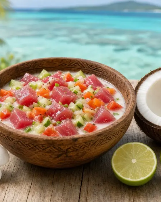 Poisson cru à la tahitienne au lait de coco